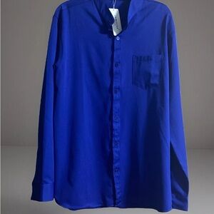 Zeroyaa  Dark Blue Sz Large Long Sleeve Button Up Men’s Dress Shirt  NWT